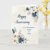 ブルーママとパパ結婚の記念日 カード (黄色い花)