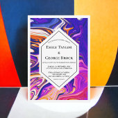 ブルーマミニマルーヴオレンジ銀河系抽象芸術結婚ズ 招待状