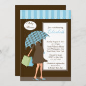 ブルーマモダンムベビー買い物ボーイベビーシャワー 招待状 (正面/裏面)