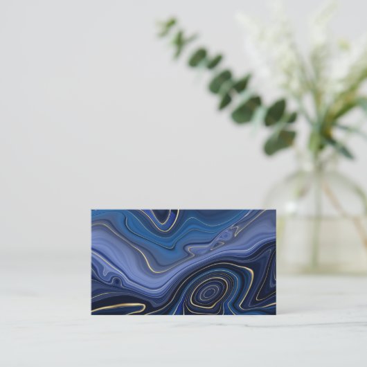 ブルーマラカイトゴールデンアクセントラグジュアリーシックジェムストーン 名刺 (スタンド正面)