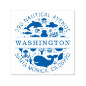 ブルーマリンアニマルズファミリーネーム差出人住所 セルフインキングスタンプ (デザイン)