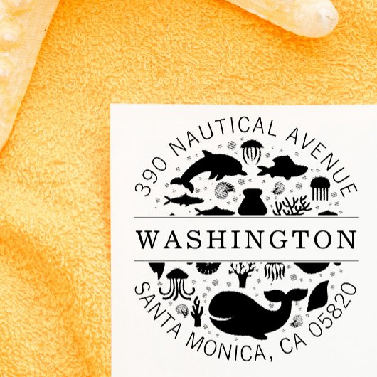 ブルーマリンアニマルズファミリーネーム差出人住所 セルフインキングスタンプ