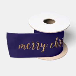 ブルーマリンヨットゴールデンメリークリスマス サテンリボン