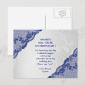 ブルーマリンレースシルバーが僕の花嫁になるよ インビテーションポストカード (正面/裏面)