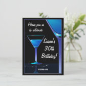 ブルーマルティーニカクテル誕生日パーティー 招待状 (スタンド正面)