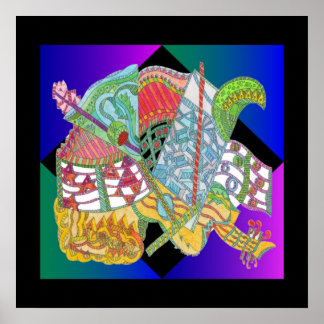 ブルーマルティーニプリント ポスター