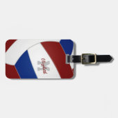 ブルーマルーチームのカラーバレーボールモノグラムのボール ラゲッジタグ (正面横)