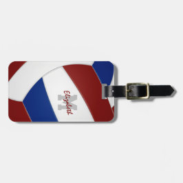 ブルーマルーチームのカラーバレーボールモノグラムのボール ラゲッジタグ