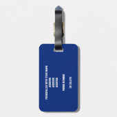 ブルーマルーチームのカラーバレーボールモノグラムのボール ラゲッジタグ (裏面縦)