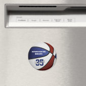 ブルーマルーンのチームカラーズガールズバスバスケットボール マグネット (インサイチュ (食洗機))