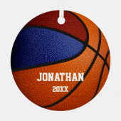 ブルーマルーンのチームカラーズガールズバスバスケットボール メタルオーナメント (正面)