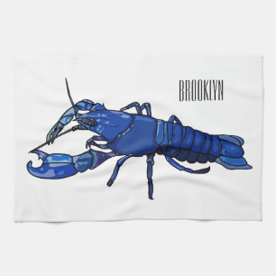 ブルーマロンcrayfish漫画イラストレーション キッチンタオル