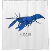 ブルーマロンcrayfish漫画イラストレーション シャワーカーテン (正面)