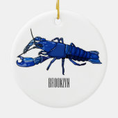 ブルーマロンcrayfish漫画イラストレーション セラミックオーナメント (裏面)