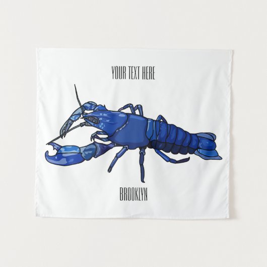 ブルーマロンcrayfish漫画イラストレーション タペストリー (正面(横))