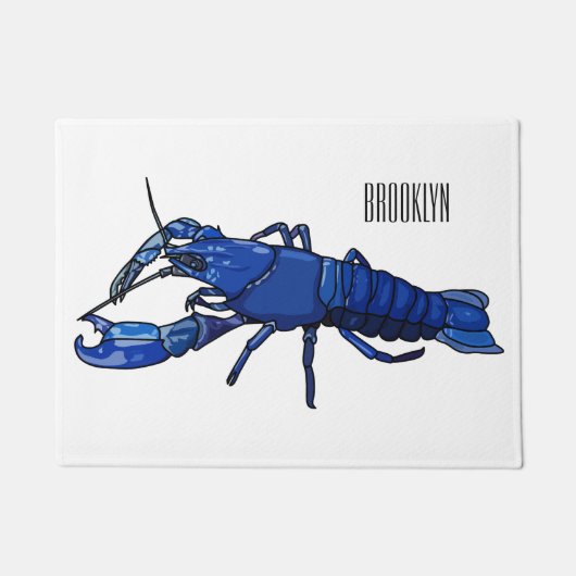 ブルーマロンcrayfish漫画イラストレーション ドアマット (正面)