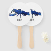 ブルーマロンcrayfish漫画イラストレーション ハンドファン (正面&裏面)