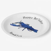 ブルーマロンcrayfish漫画イラストレーション ペーパープレート (アングル)