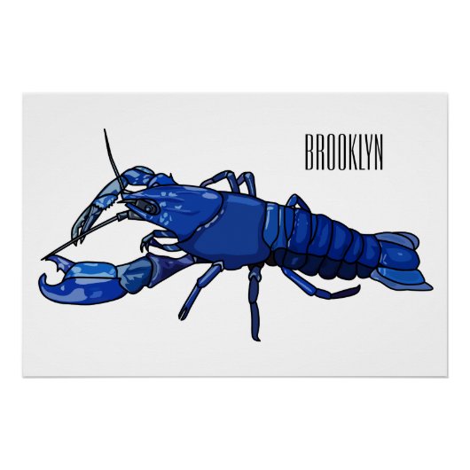 ブルーマロンcrayfish漫画イラストレーション ポスター (正面)