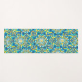 ブルーマンカラフルダラパターンイエローターコイズ ヨガマット (正面(横))