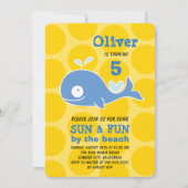 ブルーマンガジンベイラビーチパーティーフォトボーイ誕生日 招待状 (正面)