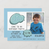 ブルーマンガスピーチバブルボーイフォト誕生日 (正面/裏面)