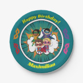 ブルーマンガスーパーヒーロー漫画ブックバースデーパーティー ペーパープレート (正面)