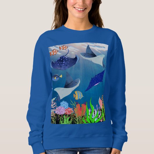 ブルーマンタの海アドベンチャーコカラフルラルズダイブ スウェットシャツ (正面)