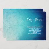 ブルーマンダラかわいらし抽象芸術赤ちゃんシャワー 招待状 (正面/裏面)