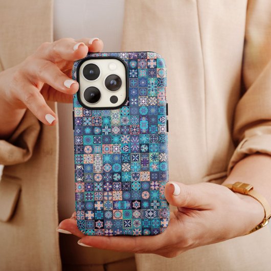 ブルーマンダラエスニック | iPhone 1,4,000ケース Case-Mate iPhoneケース