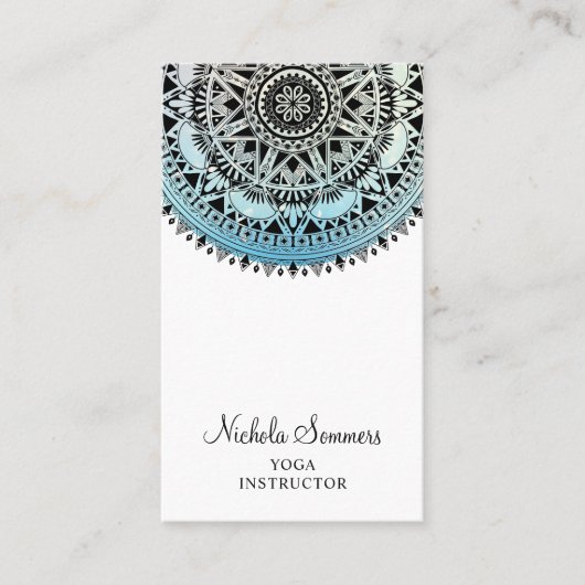 ブルーマンダラグラデーションヨガインストラクター名刺 名刺 (正面)