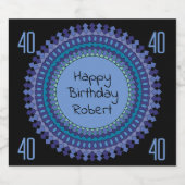 ブルーマンダラバースデーパーティー追加の名前 リキュールボトルラベル (シングルラベル)