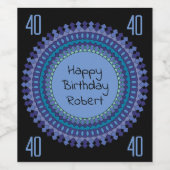 ブルーマンダラバースデーパーティー追加の名前 ワインラベル (シングルラベル)