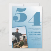 ブルーマン フォト グラデーション 54歳の誕生日招待状 招待状 (正面)
