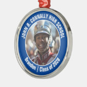 ブルーマーチングバンド写真高校クリスマス メタルオーナメント (左)