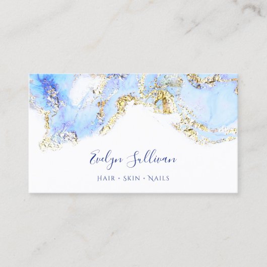 ブルーマーブリングデザイン名刺 名刺 (正面)