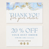 ブルーマーブリング感謝していデザインお客様の割引カード (正面&裏面)