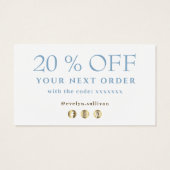 ブルーマーブリング感謝していデザインお客様の割引カード (裏面)