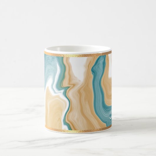 ブルーマーブルと金ゴールドリメイドコーヒーマグ コーヒーマグカップ (中央)