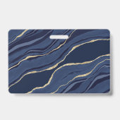 ブルーマーブルアゲートジオードゴールドビジネス写真ID バッジ (裏面)