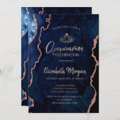 ブルーマーブルアゲートバラ金ゴールドティアラキンセアニラ 招待状 (正面/裏面)