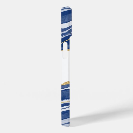 ブルーマーブルアゲート金ゴールドグリッターモノグラム名 Case-Mate iPhoneケース (裏面 / 右)