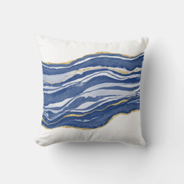 ブルーマーブルアゲート金ゴールドグリッター クッション