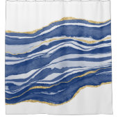 ブルーマーブルアゲート金ゴールドグリッター シャワーカーテン (正面)