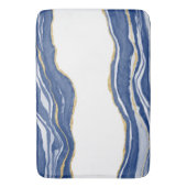 ブルーマーブルアゲート金ゴールドグリッター バスマット (正面縦)