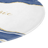 ブルーマーブルアゲート金ゴールドパーソナライズされたグリッター カッティングボード (角)