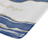 ブルーマーブルアゲート金ゴールドパーソナライズされたグリッター カッティングボード (角)