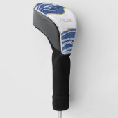 ブルーマーブルアゲート金ゴールドパーソナライズされたグリッター ゴルフヘッドカバー (アングル)