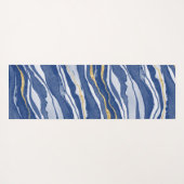 ブルーマーブルアゲート金ゴールドパーソナライズされたグリッター ヨガマット (裏面(横))