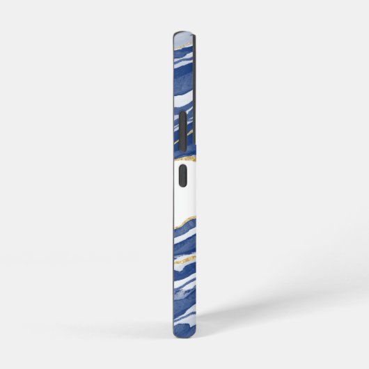 ブルーマーブルアゲート金ゴールドパーソナライズされたグリッター SAMSUNG GALAXYケース (右側面)